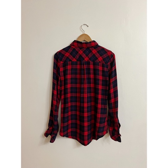 Rails Red & Navy Plaid Checker Flannel Button Down Long Sleeve Shirt Size XSmall - Picture 5 of 6